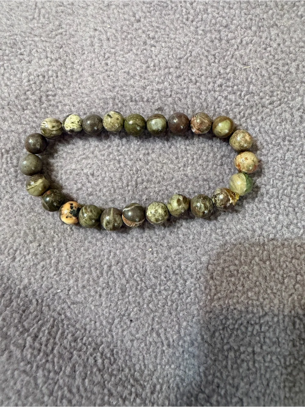 Natural Earthy Tone Agate Picture Bead Bracelet - Unbranded